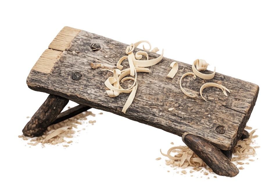 Holzspäne auf einer Bank